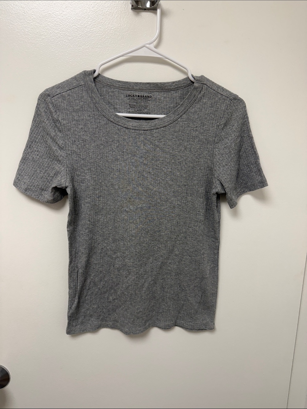 Lucky Brand Heather Gray Ribbed Short Sleeve Tee